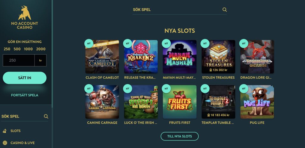 No Account Casino Nya Slots Casino-Kollen